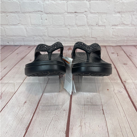 Crocs Sloane Glitter Black Wedge Thong Flip Flops Sandals Women’s Size 10 - Picture 5 of 10